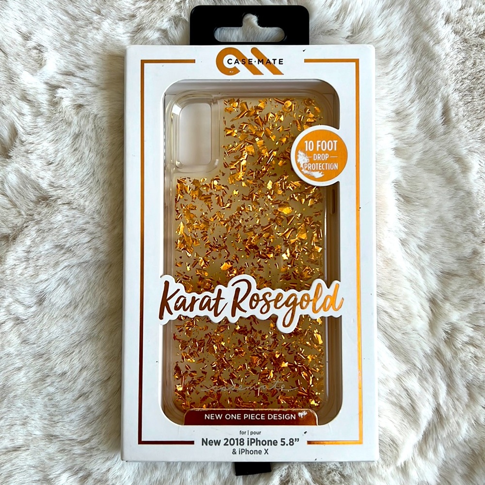 Rose Gold iPhone X & XS case ~ 10ft Drop Protection ~ One Piece Design